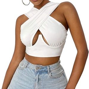 White key hole crop top